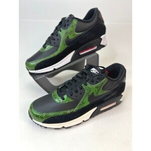 Nike Air Max 90‎ QS Black Cyber Green Python Snake Skin Sneakers Mens 11.5